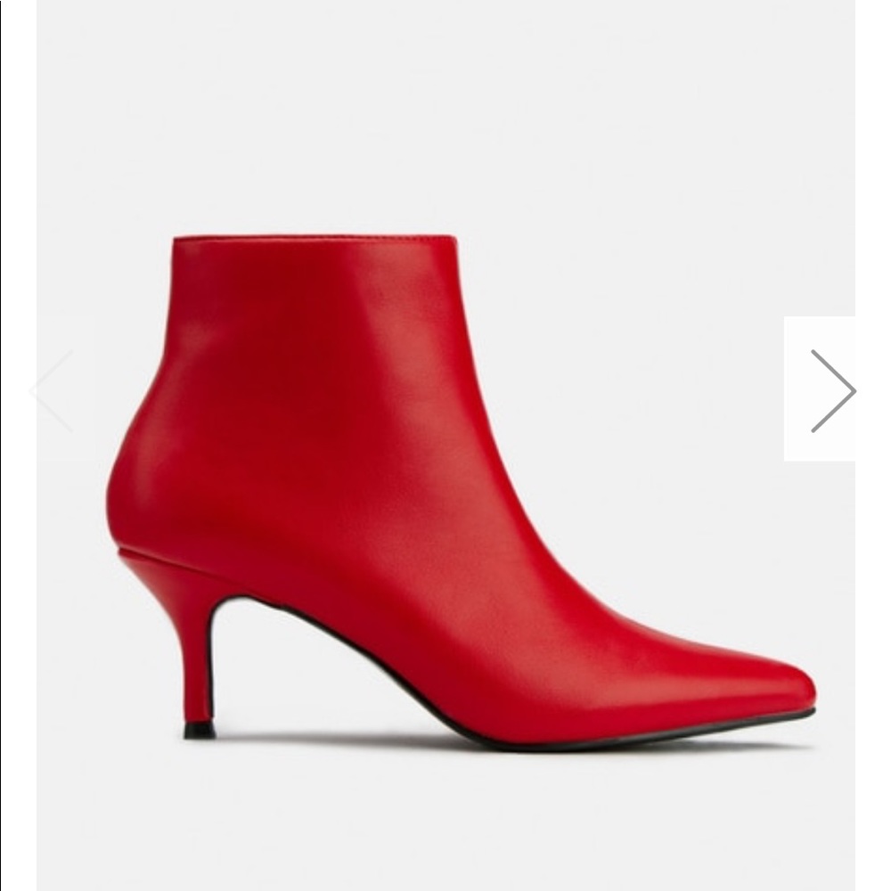 Red leather booties Miss Lola